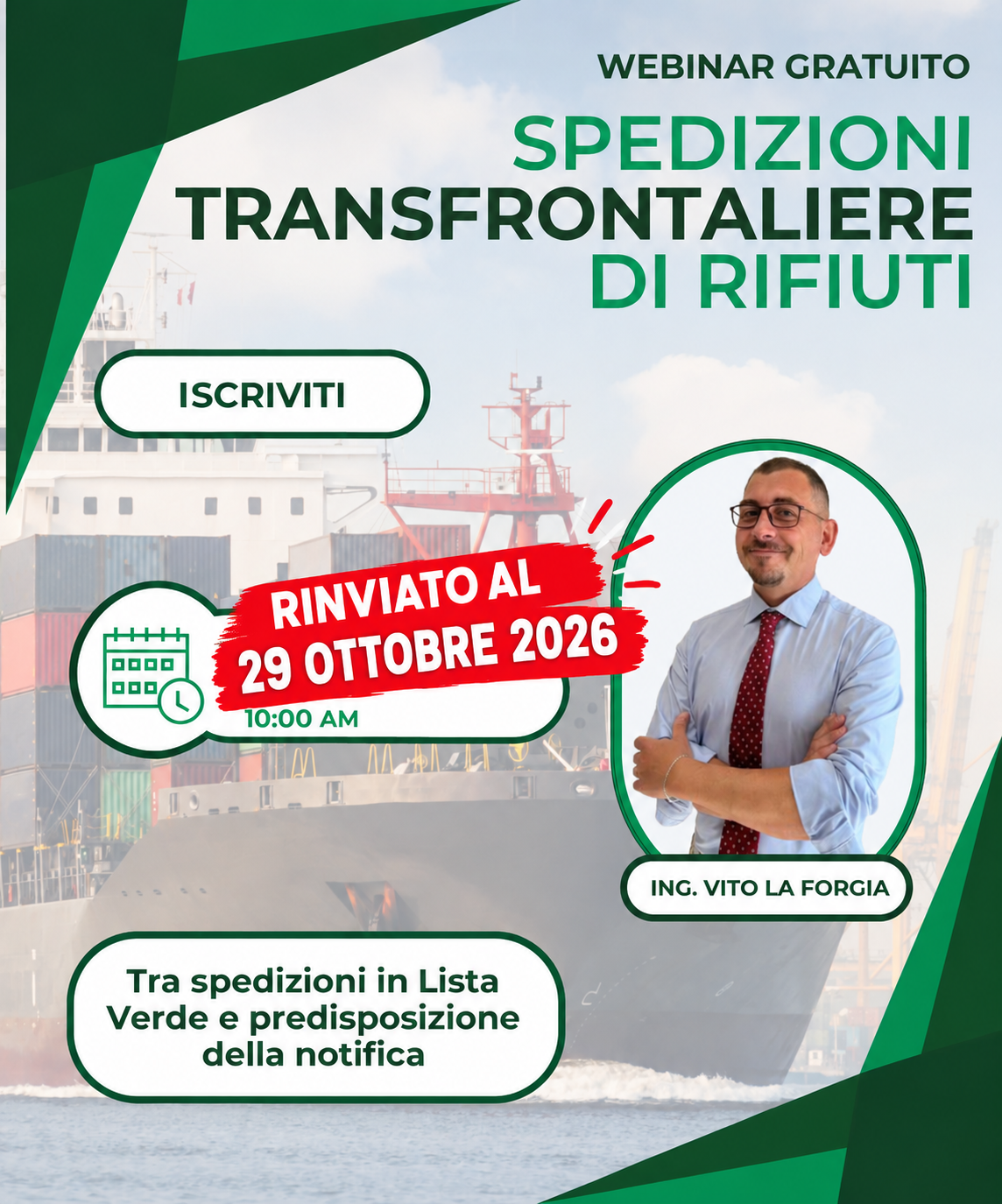 Webinar Gratuito – Spedizioni Transfrontaliere di rifiuti – Tra spedizioni in Lista Verde e predisposizione della notifica