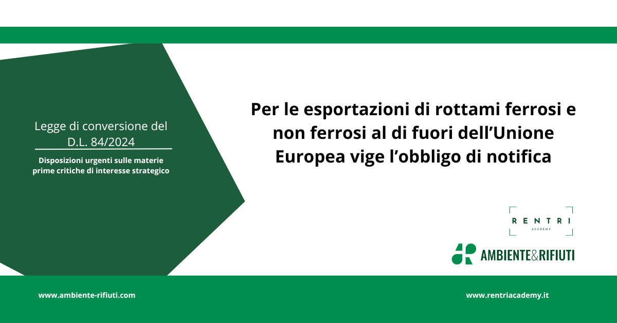 Obbligo notifica esportazione rottami