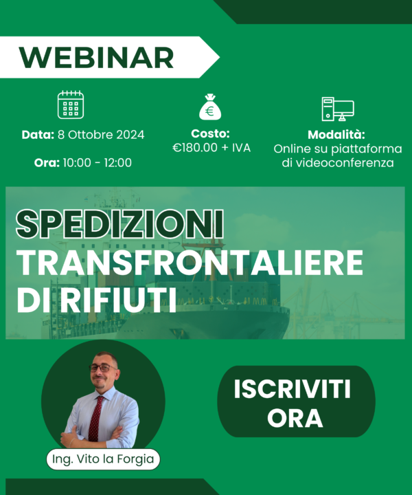 Spedizioni Transfrontaliere di Rifiuti – Webinar completo